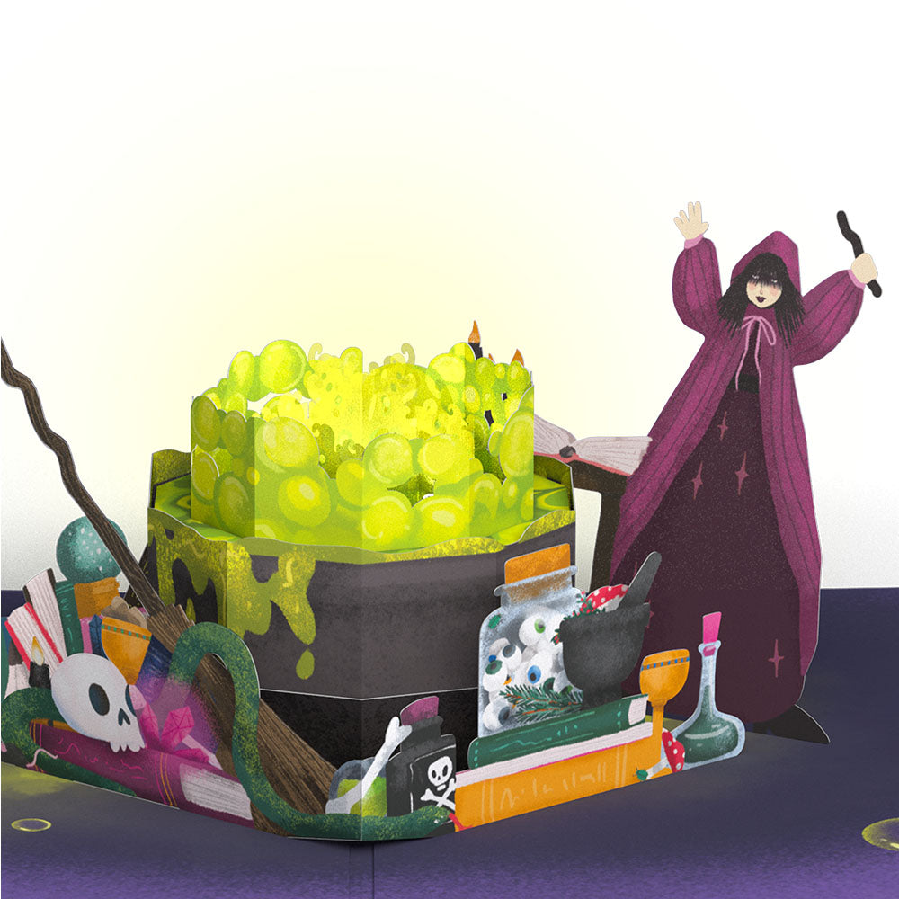 Toil and Trouble Halloween Cauldron Music and Lights Pop-Up Card