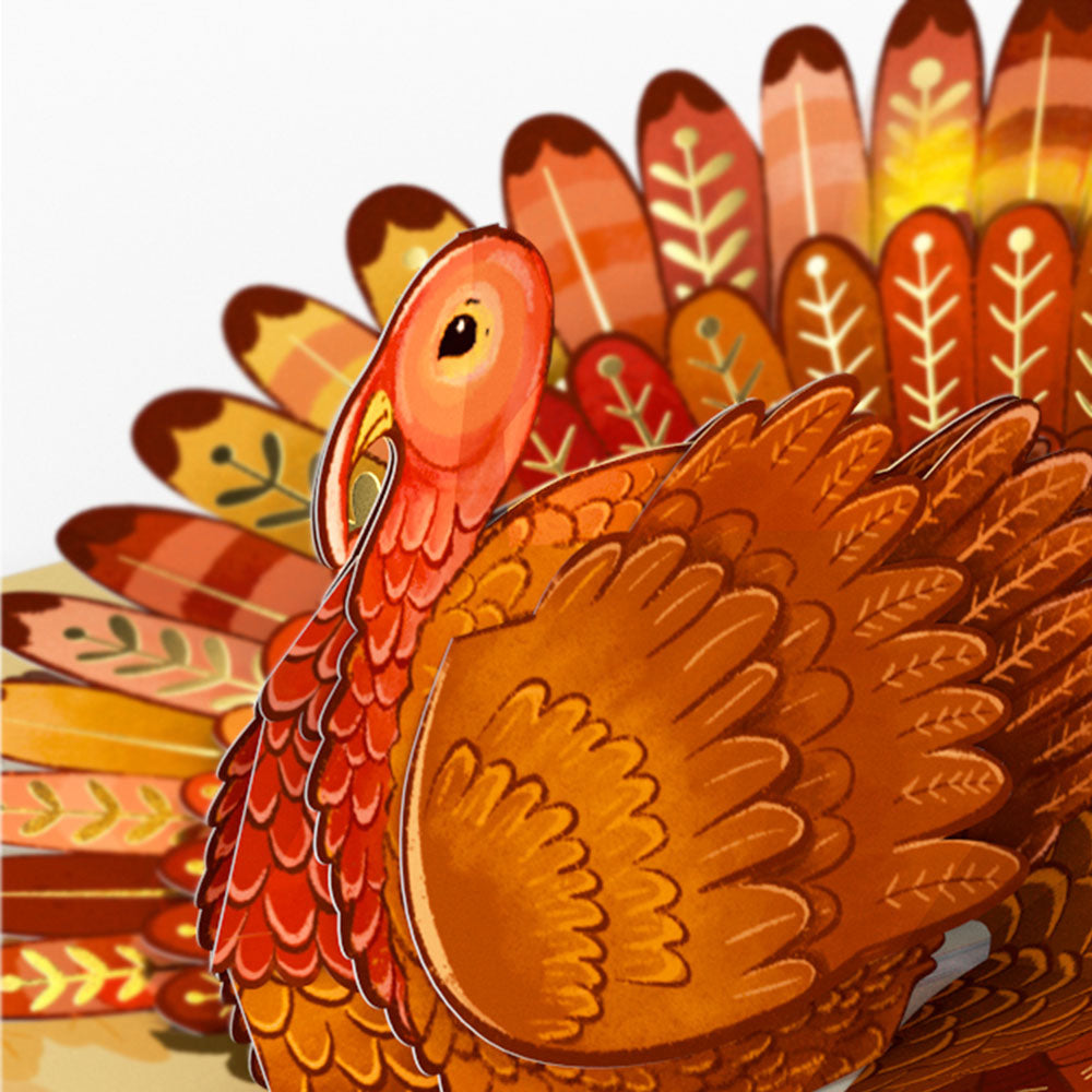 Give Thanks Turkey Music and Lights Pop-Up Card