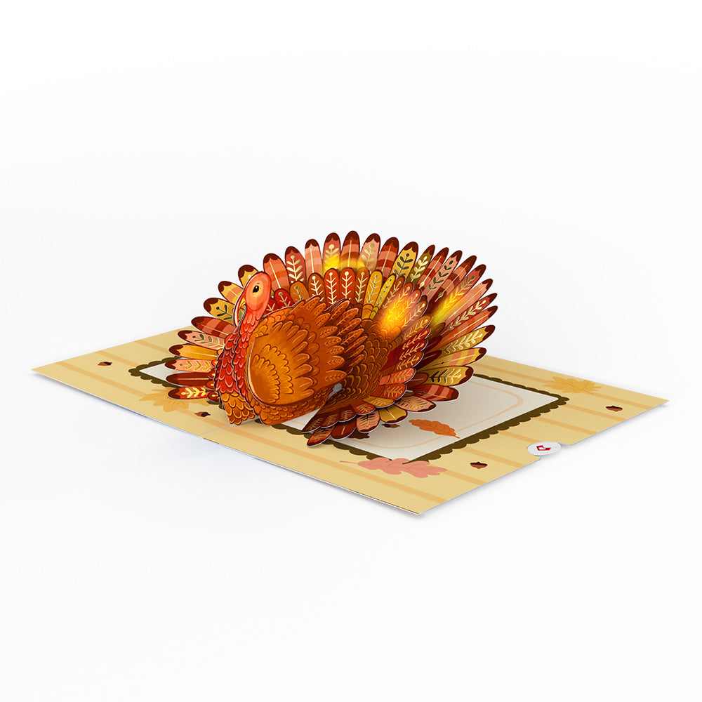 Give Thanks Turkey Music and Lights Pop-Up Card