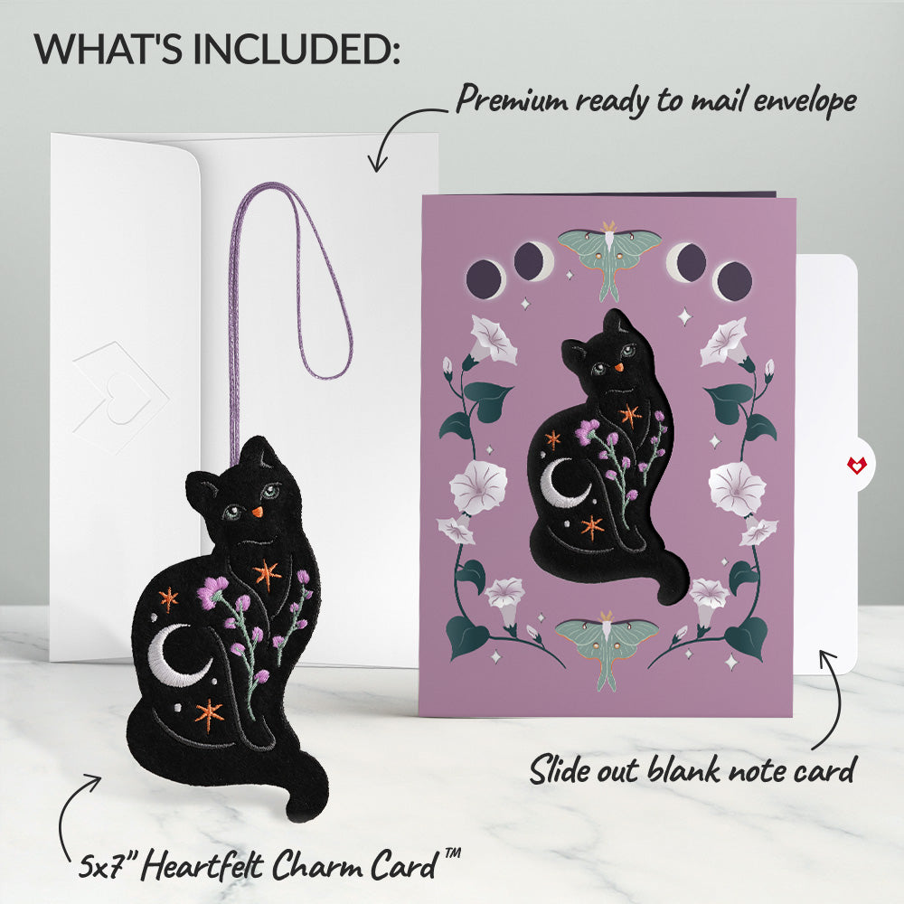 Mystic Black Cat HeartFelt Charm Card™