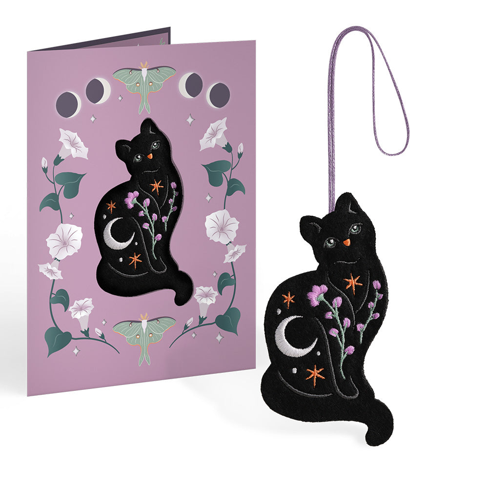 Mystic Black Cat HeartFelt Charm Card™ & Suncatcher Bouquet Bundle