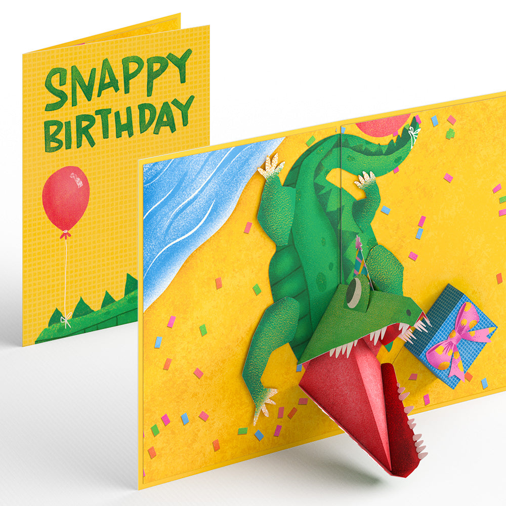Snappy Birthday Alligator Pop-Up Card & Light-Up Bouquet Bundle