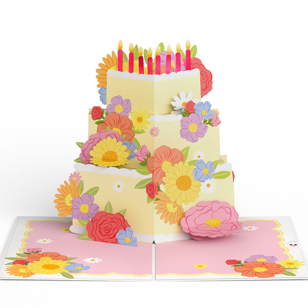 Full Bloom Birthday Cake Pop-Up Card