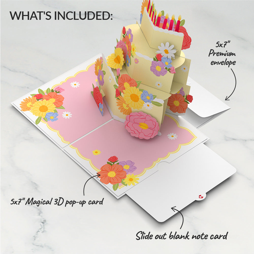 Full Bloom Birthday Cake Pop-Up Card
