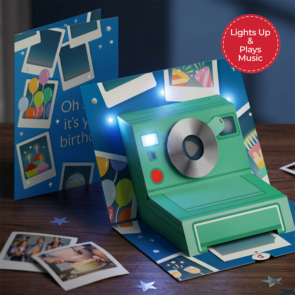 Oh Snap, It's Your Birthday Music and Lights Pop-Up Card
