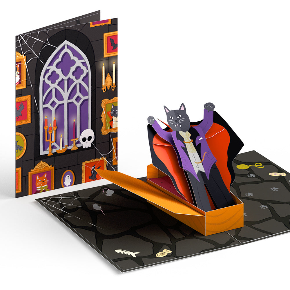 Count Catula Halloween Vampire Cat Pop-Up Card