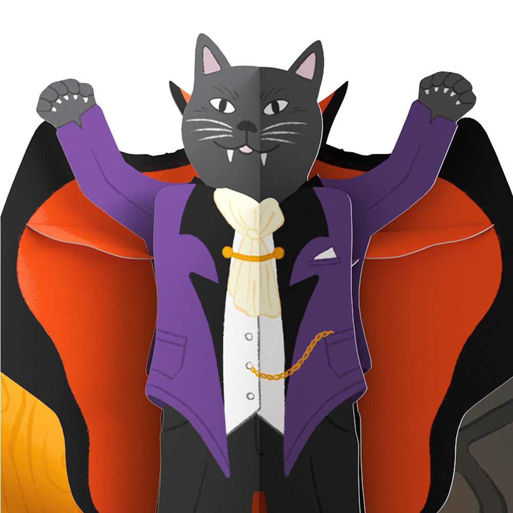 Count Catula Halloween Vampire Cat Pop-Up Card