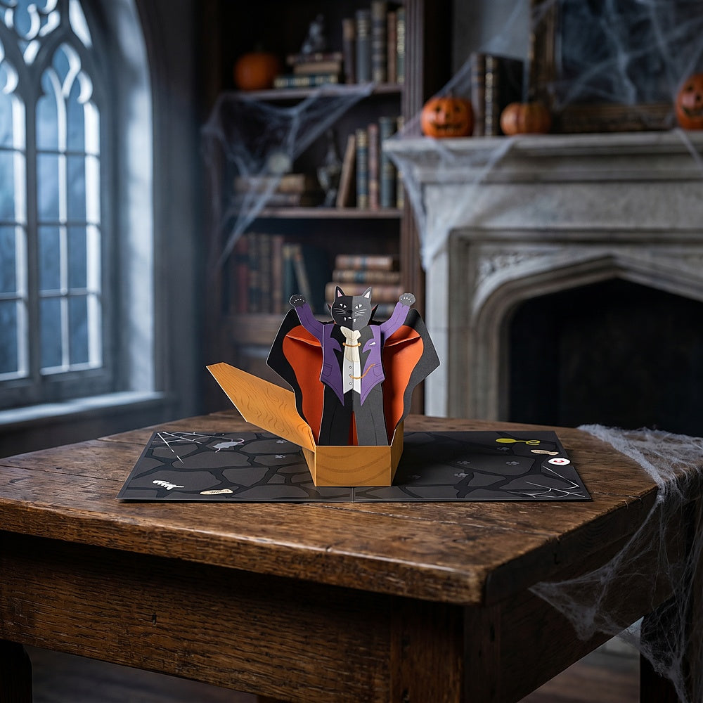 Count Catula Halloween Vampire Cat Pop-Up Card
