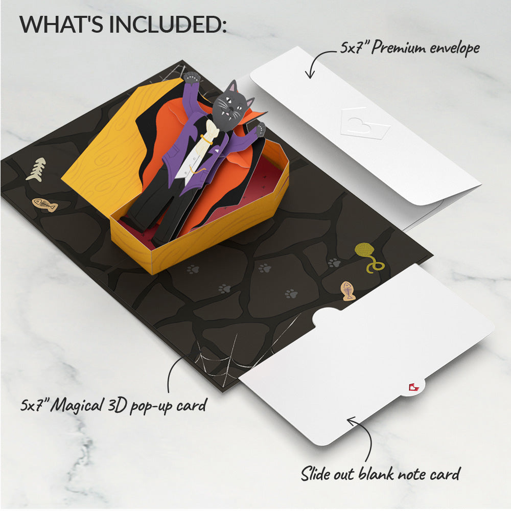 Count Catula Halloween Vampire Cat Pop-Up Card