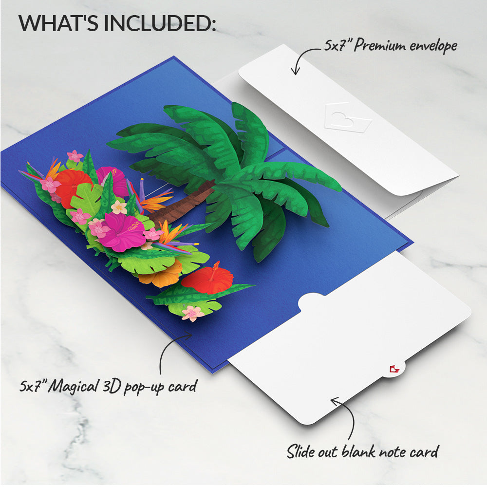 Tropical Floral Palm Pop-Up Card