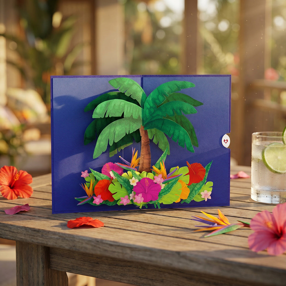 Tropical Floral Palm Pop-Up Card