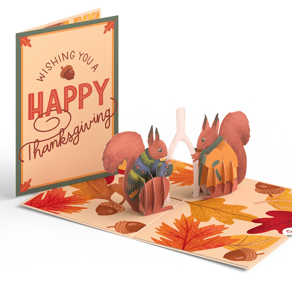 Woodland Happy Thanksgiving Wishbone Pop-Up Card & Suncatcher Bouquet Bundle