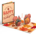 Woodland Happy Thanksgiving Wishbone Pop-Up Card