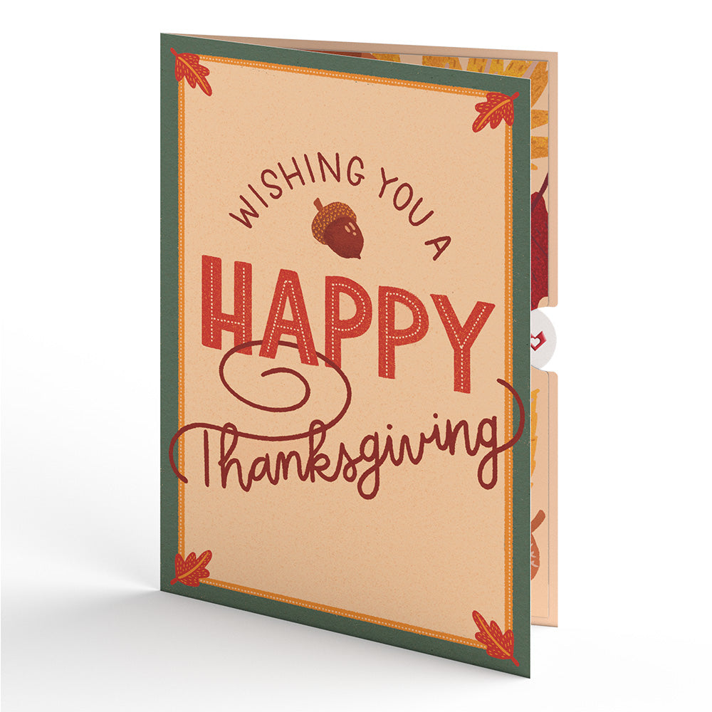 Woodland Happy Thanksgiving Wishbone Pop-Up Card