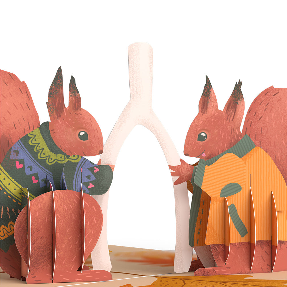 Woodland Happy Thanksgiving Wishbone Pop-Up Card