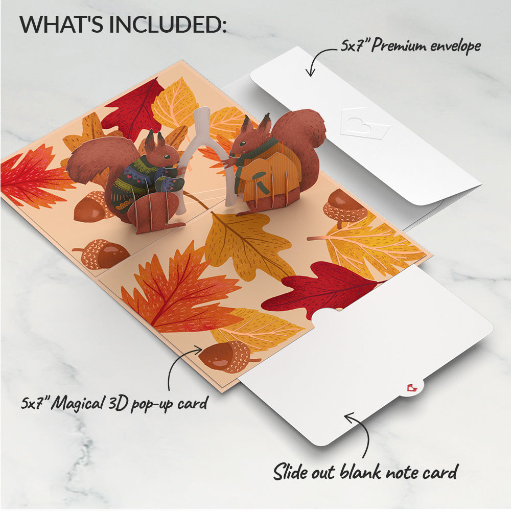 Woodland Happy Thanksgiving Wishbone Pop-Up Card