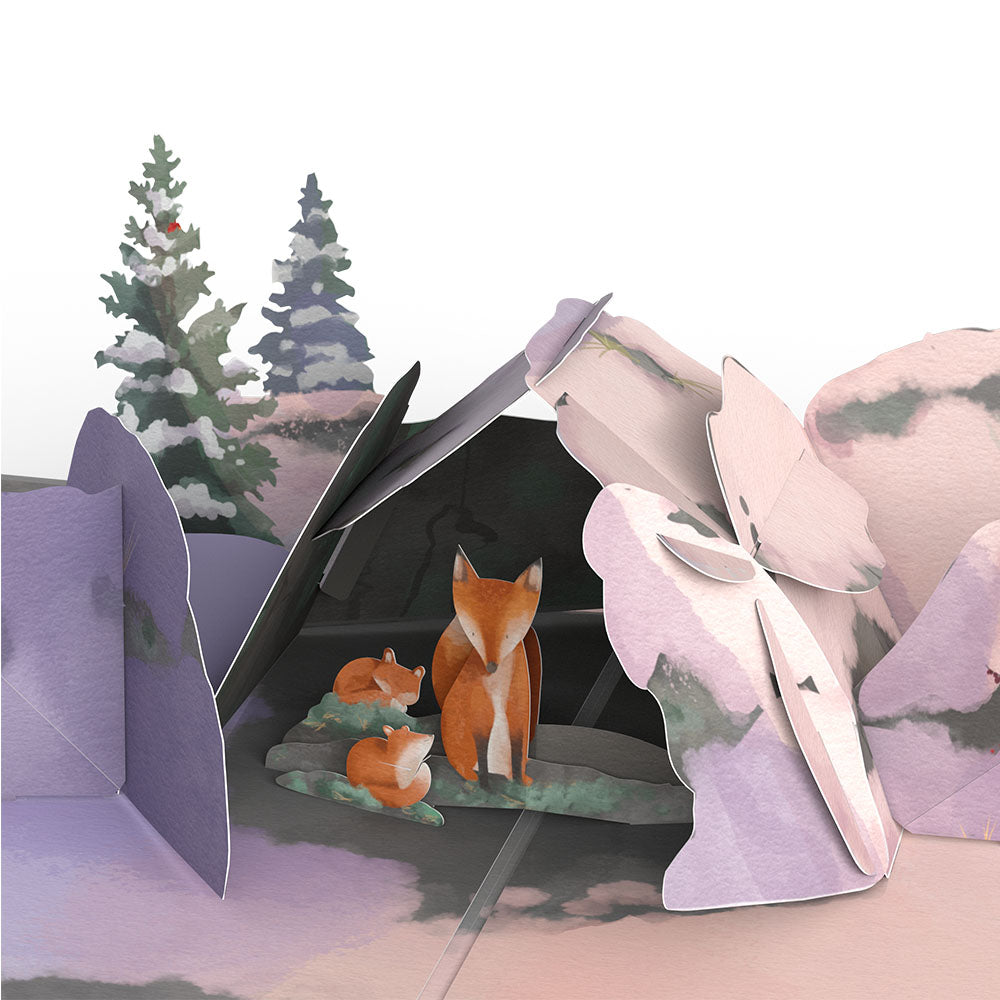 Winter Fox Peaceful Holiday Pop-Up Card