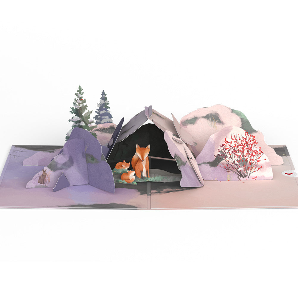 Winter Fox Peaceful Holiday Pop-Up Card