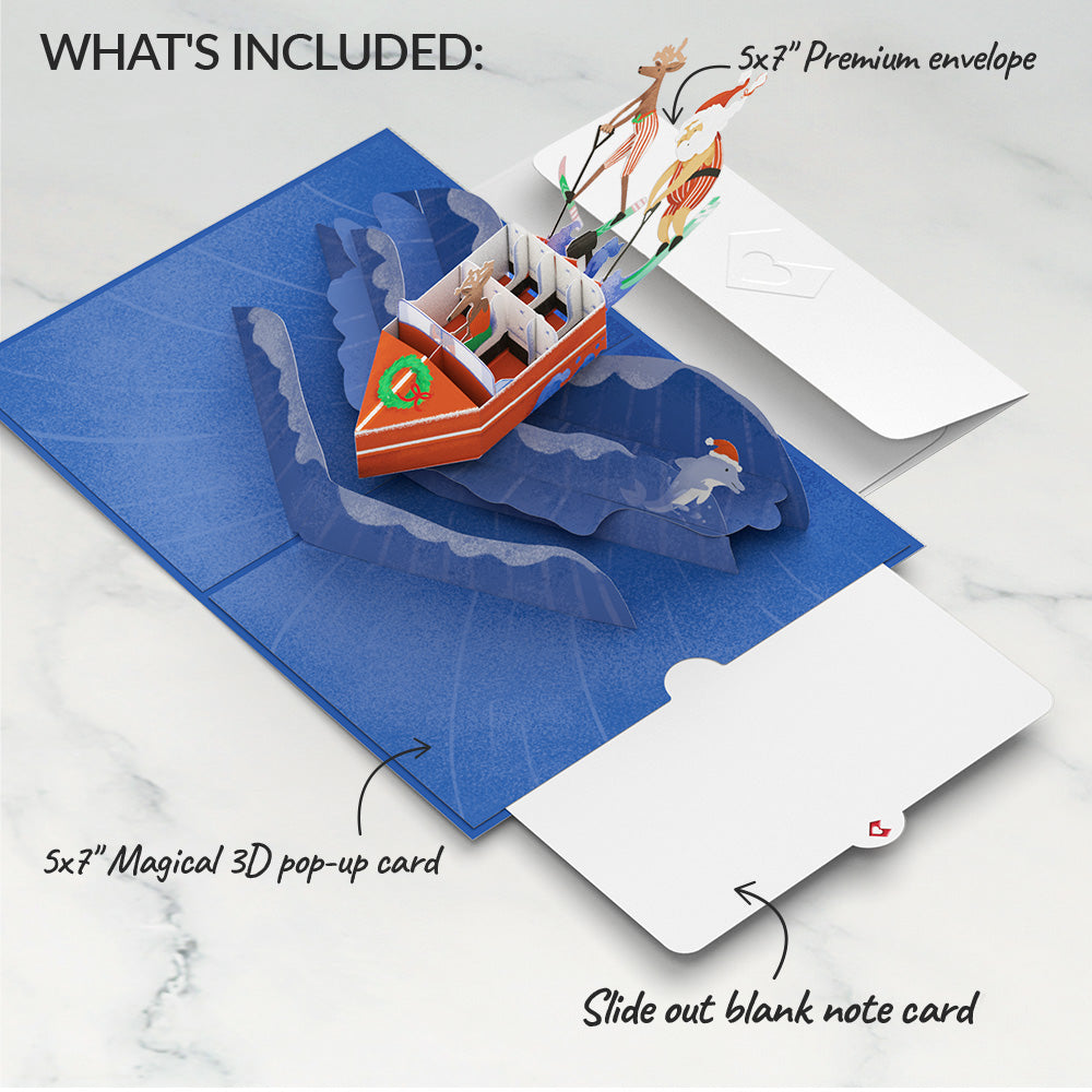 Santa Water Ski Christmas Pop-Up Card
