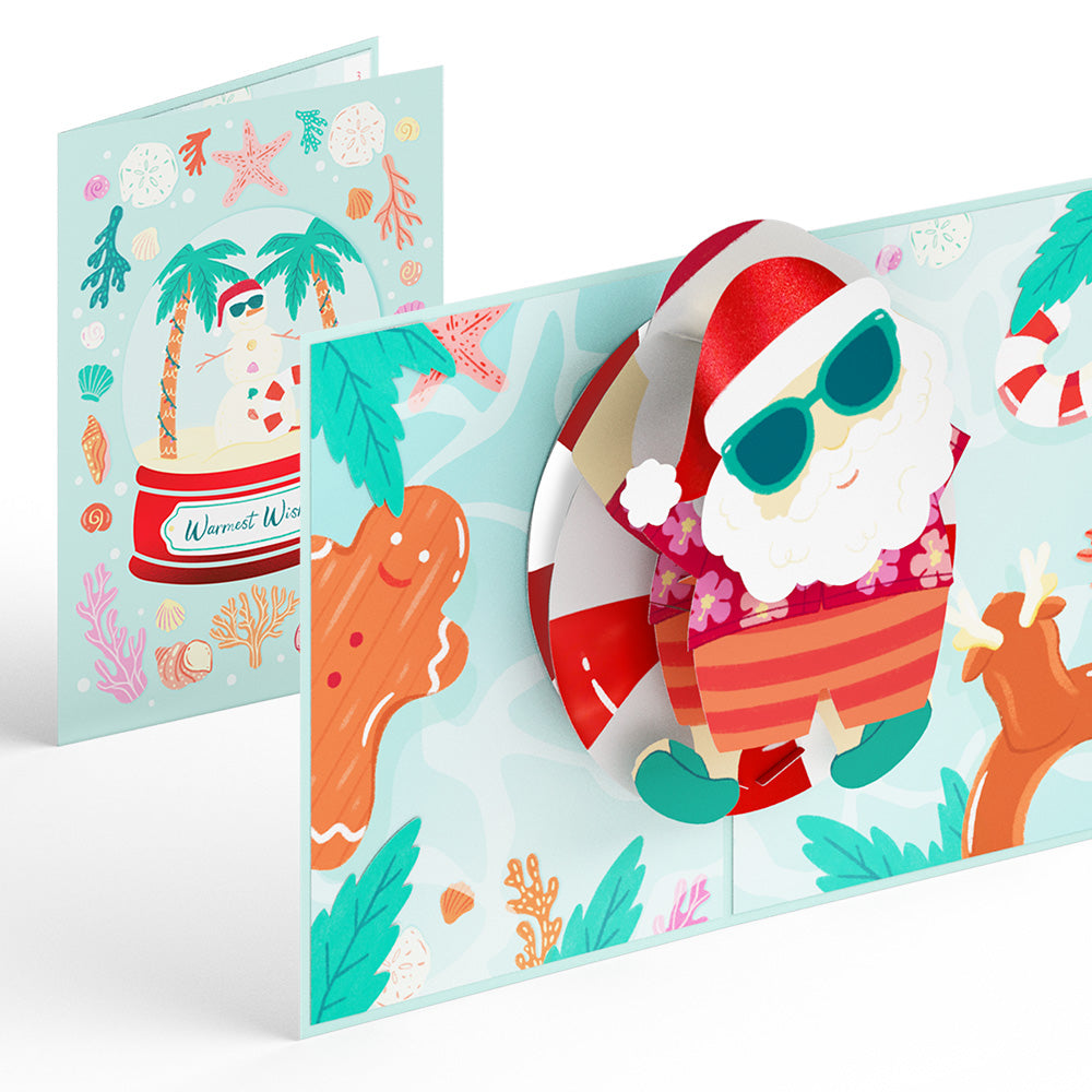 Warm Wishes Seaside Santa Pop-Up Card