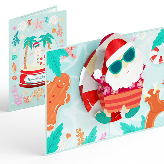 Warm Wishes Seaside Santa Pop-Up Card