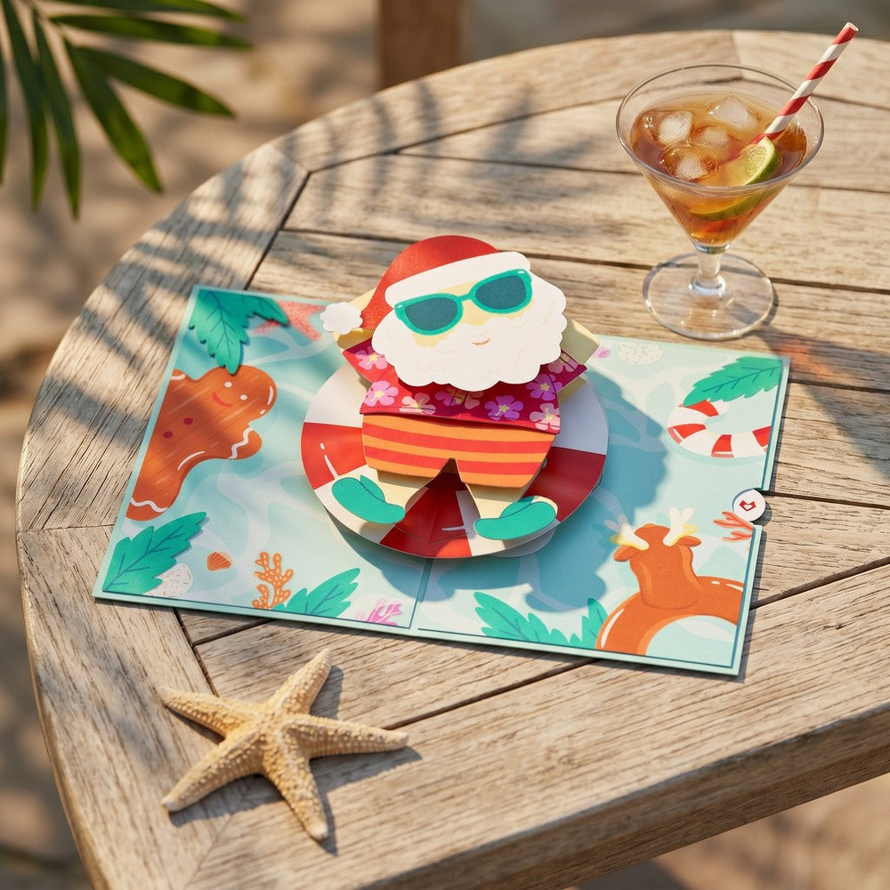 Warm Wishes Seaside Santa Pop-Up Card