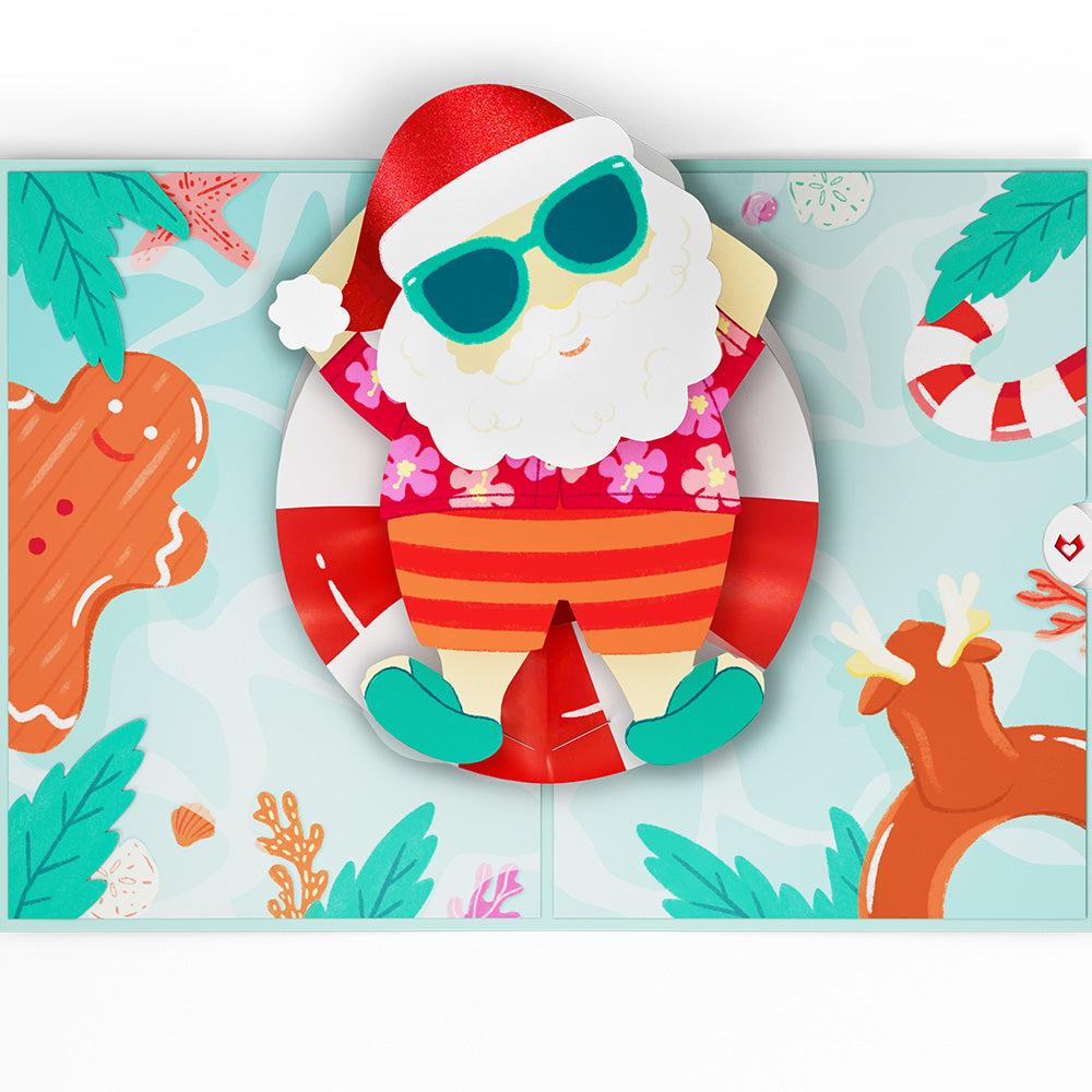 Warm Wishes Seaside Santa Pop-Up Card