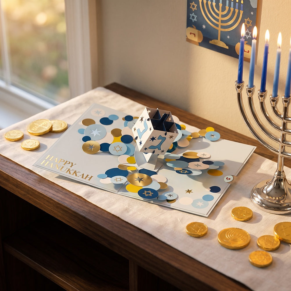 Happy Hanukkah Spinning Dreidel Pop-Up Card