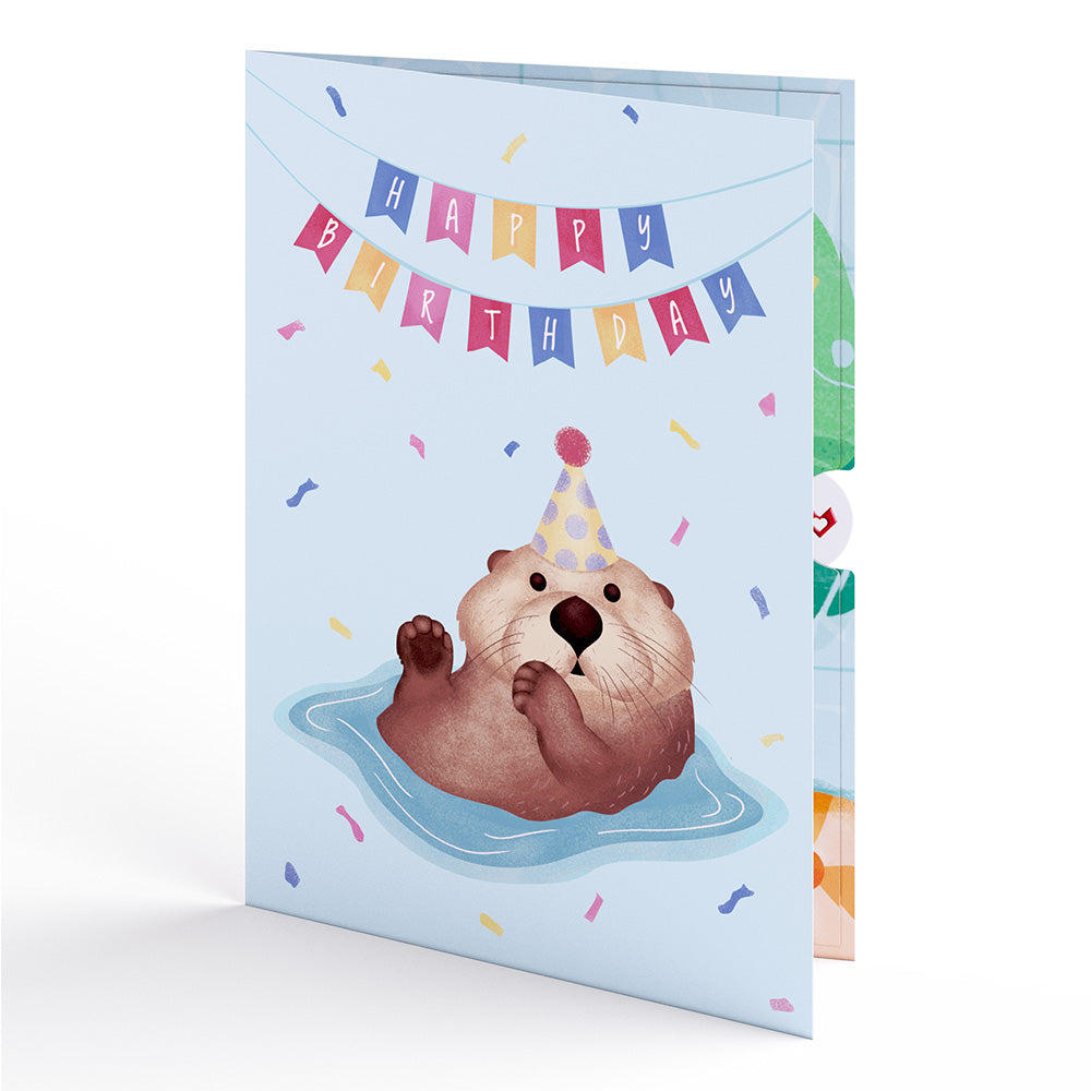 Otter Pool Party Birthday Pop-Up Card