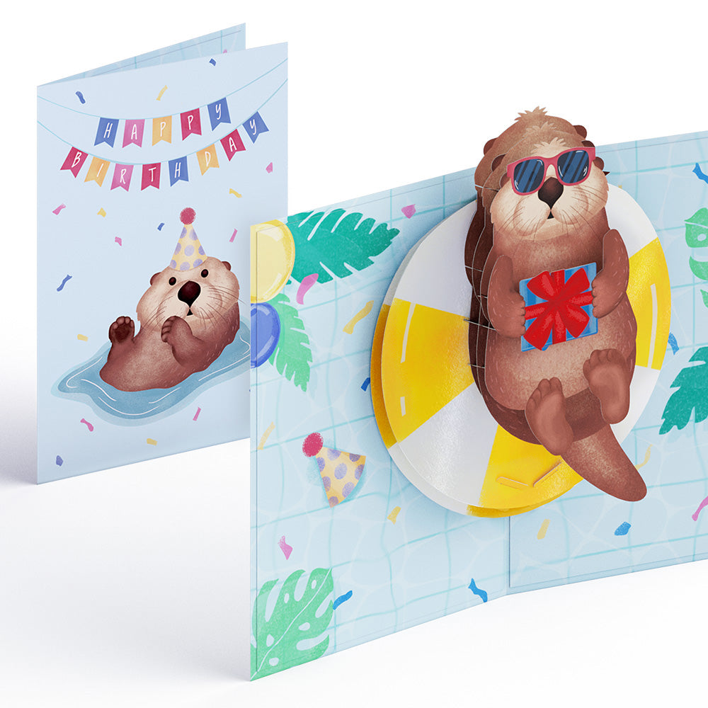 Otter Pool Party Birthday Pop-Up Card