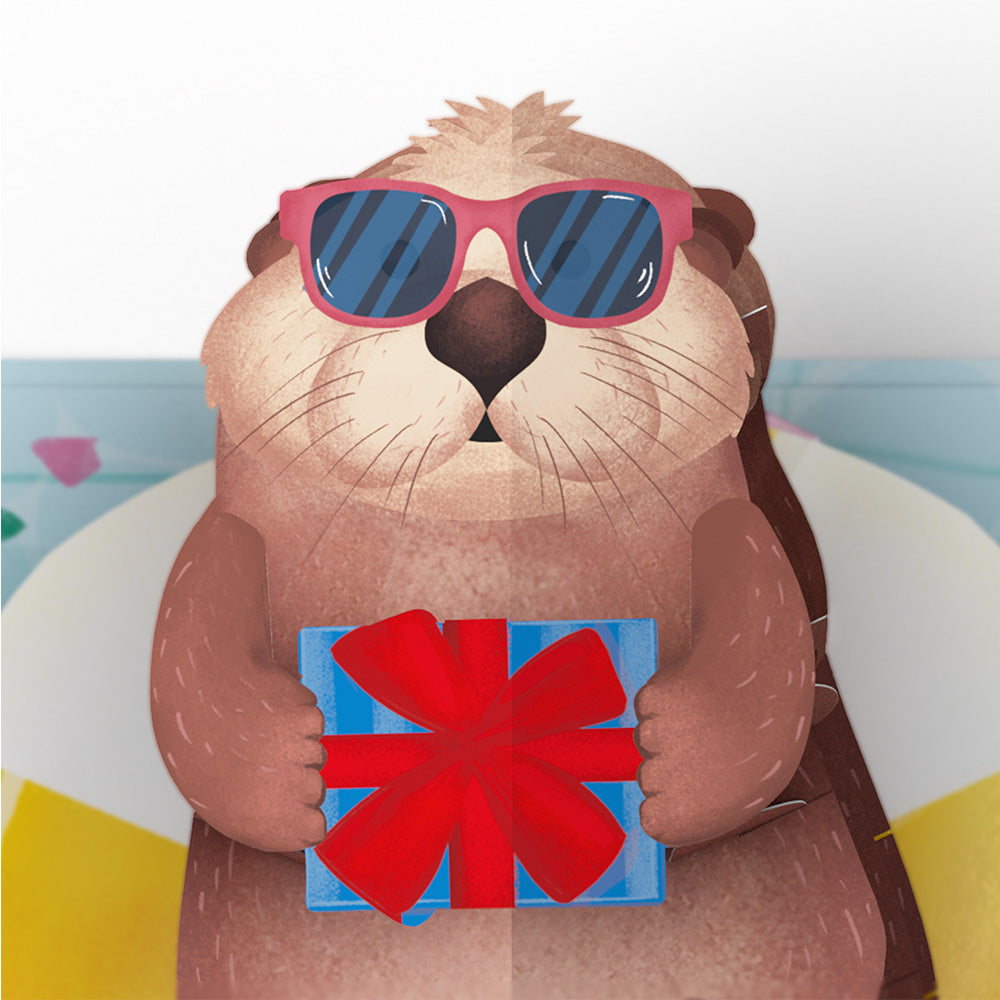 Otter Pool Party Birthday Pop-Up Card