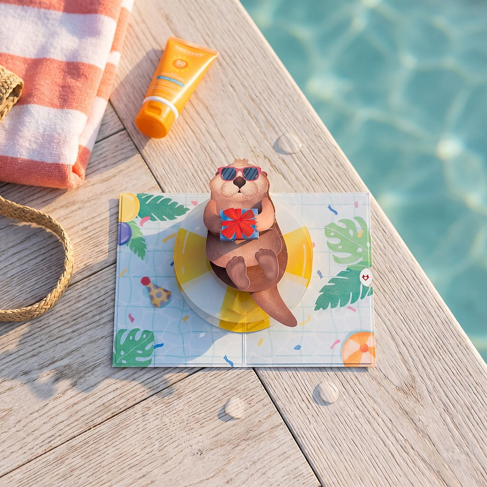 Otter Pool Party Birthday Pop-Up Card