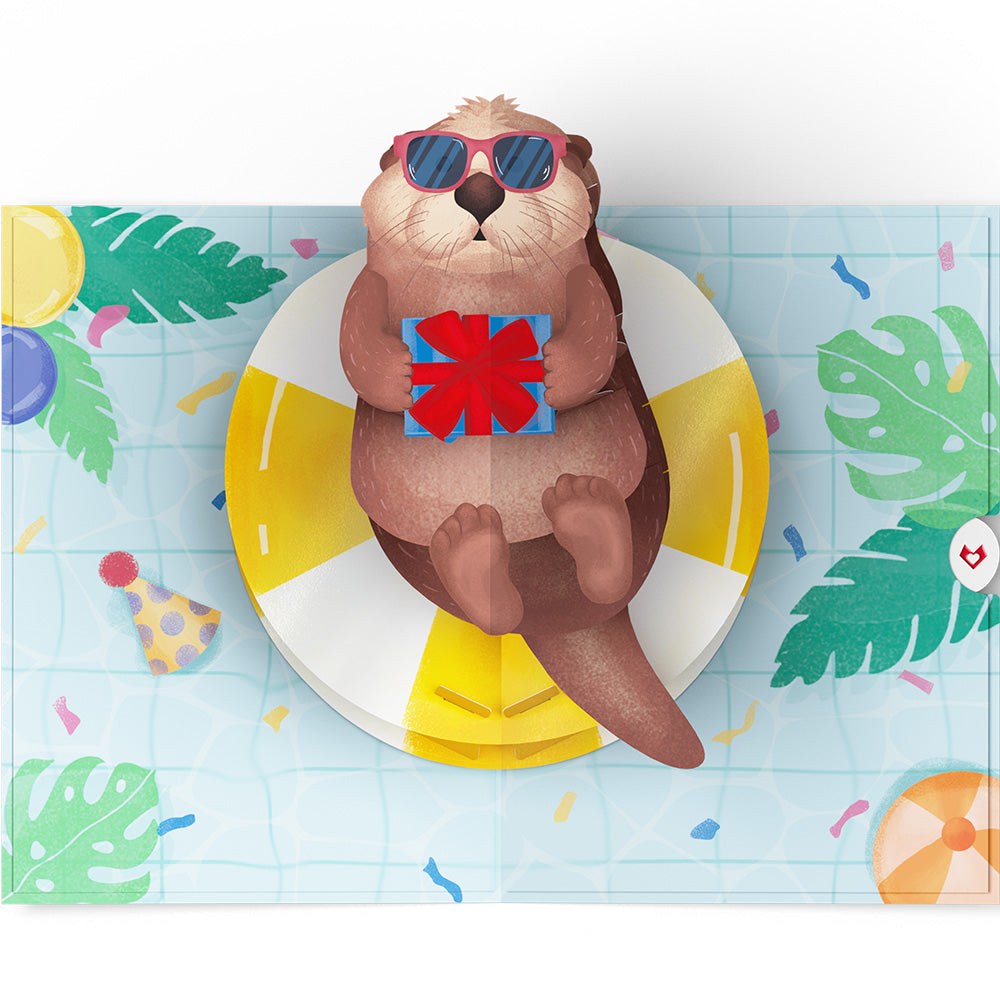 Otter Pool Party Birthday Pop-Up Card