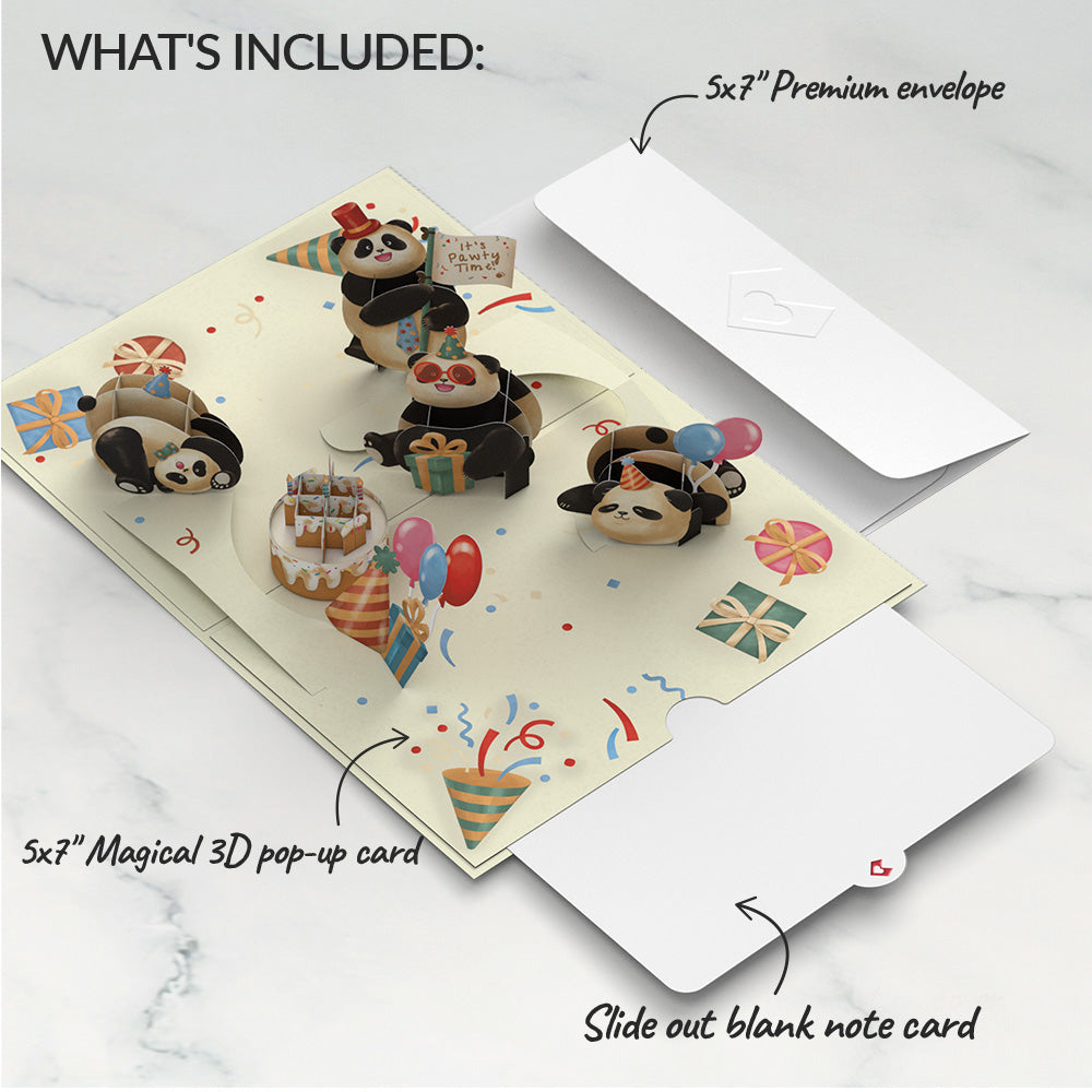 Happy Birthday Pandas Pop-Up Card