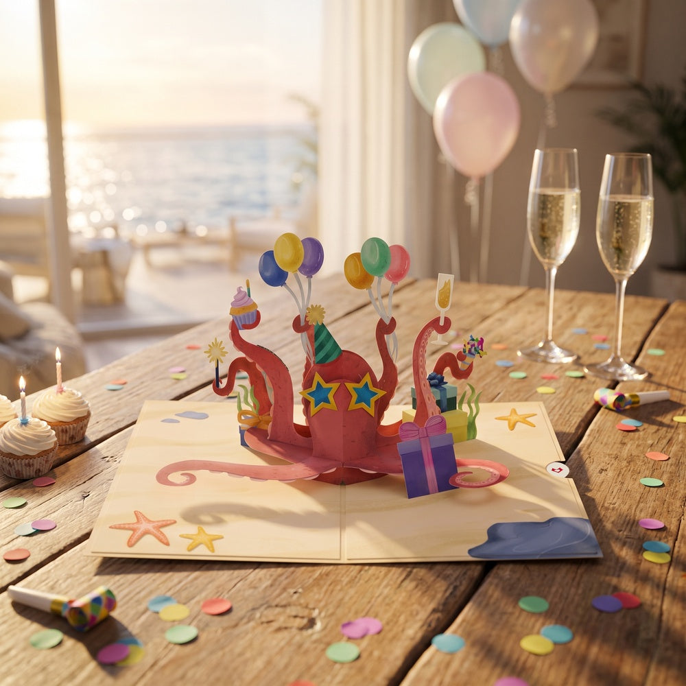 Birthday Party Octopus Pop-Up Card