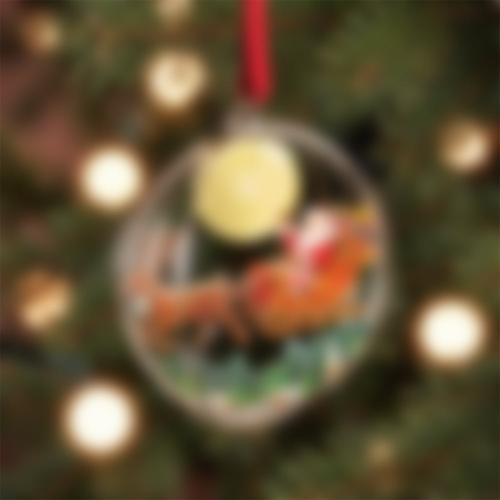 Santa Sleigh Ride Metal Ornament Card