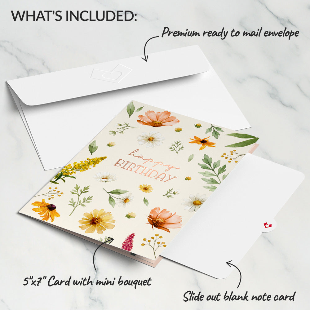 Birthday Wildflowers Card with Mini Bouquet