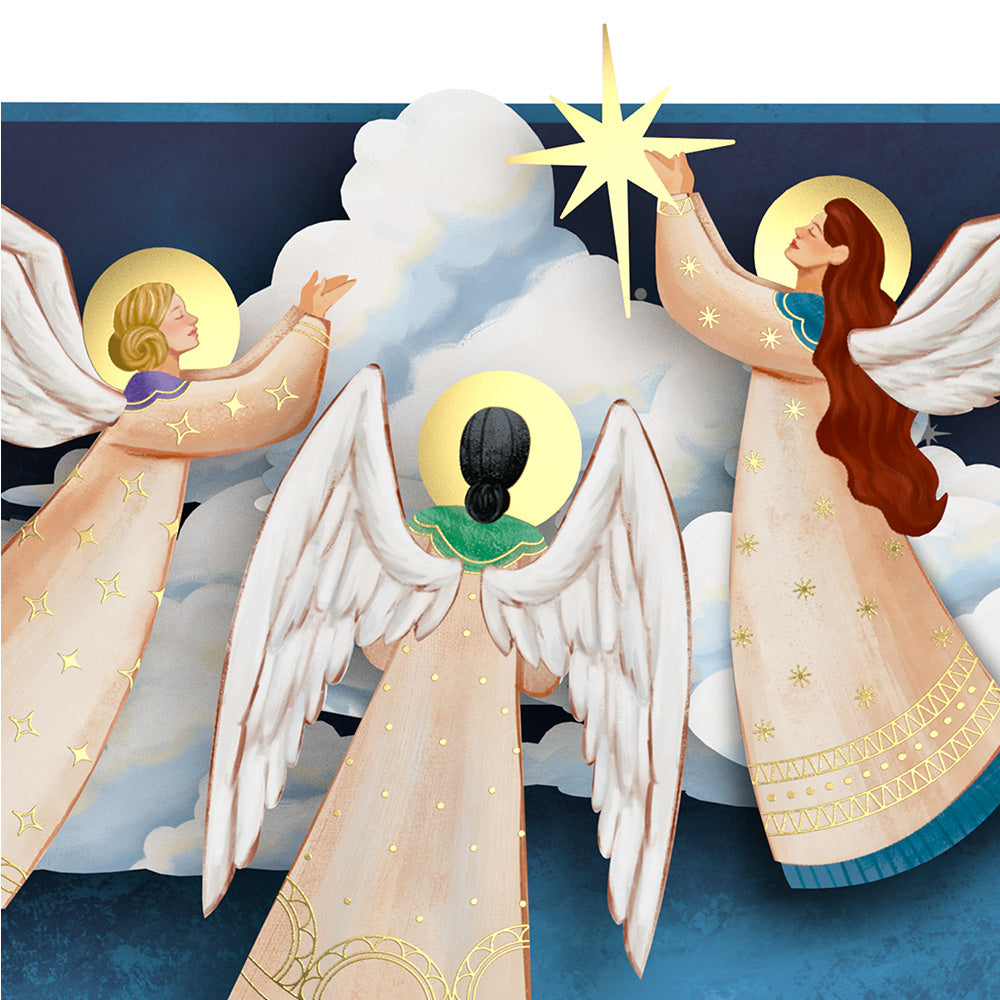 Christmas Star Angels Pop-Up Card