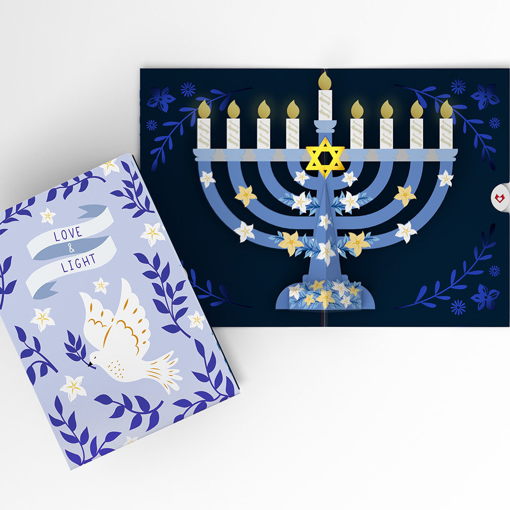 Hanukkah Menorah Light-Up Pop-Up Card