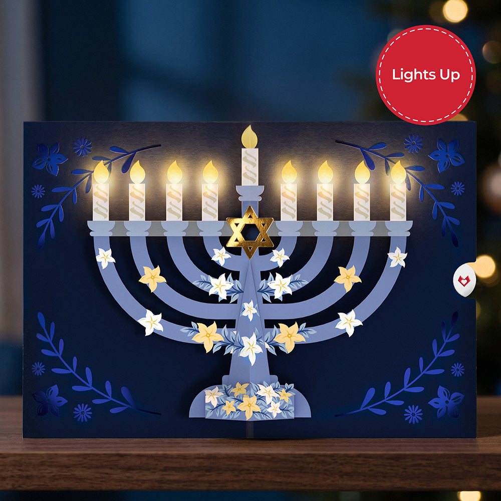 Hanukkah Menorah Light-Up Pop-Up Card