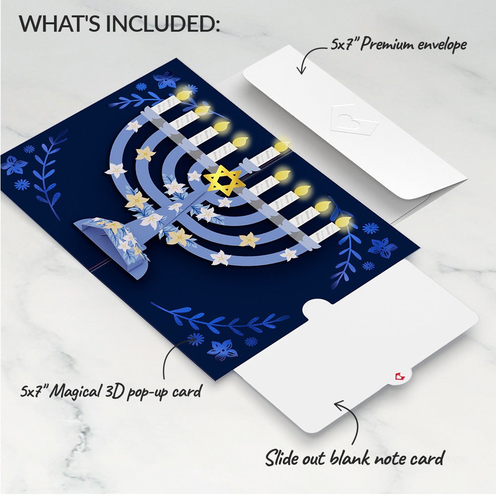 Hanukkah Menorah Light-Up Pop-Up Card