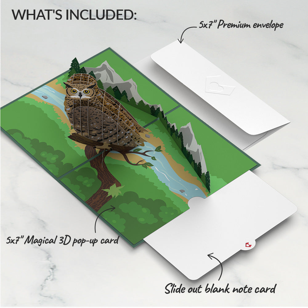 Horned Owl Pop-Up Card