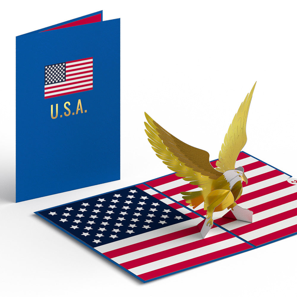 Golden Patriotic Eagle Pop-Up Card