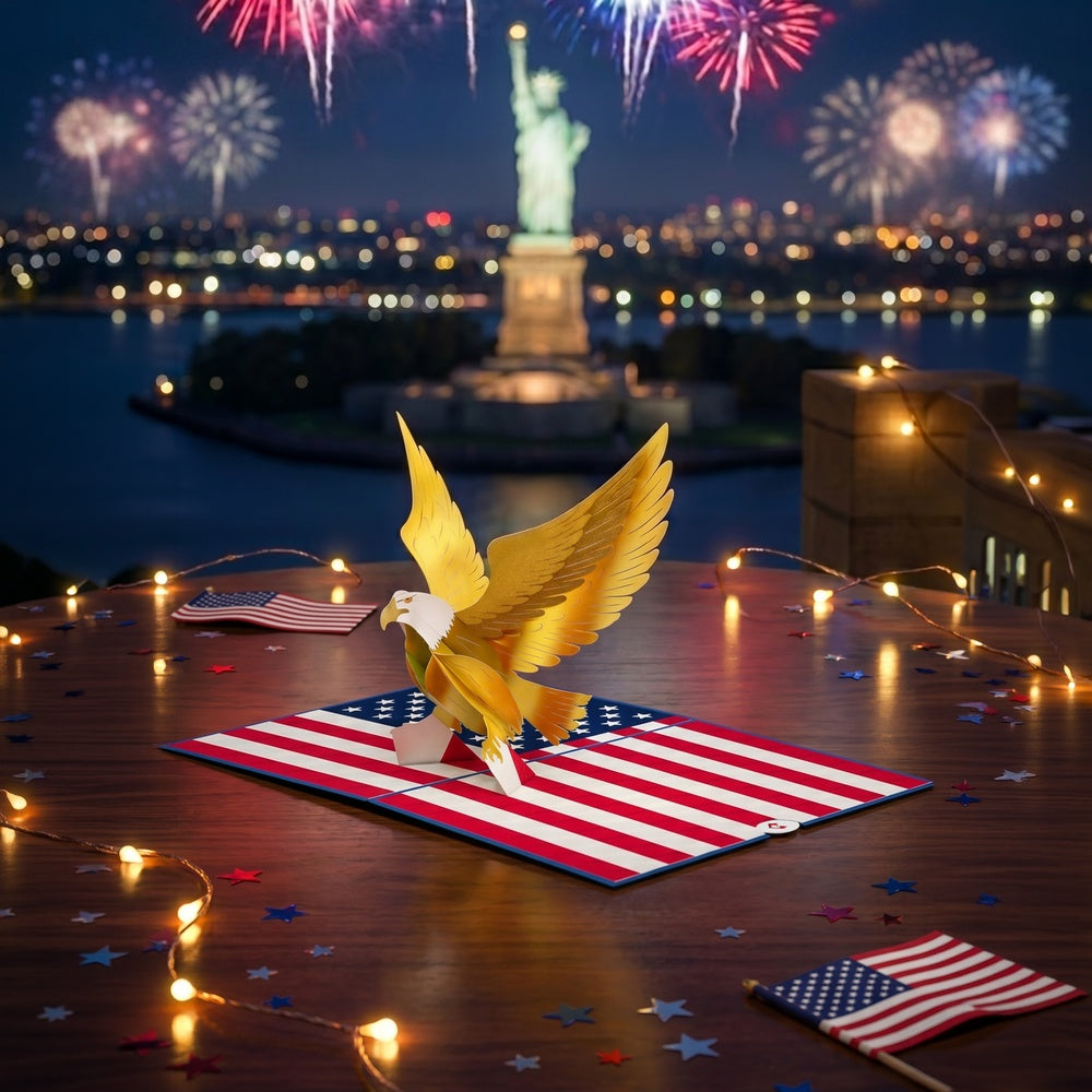 Golden Patriotic Eagle Pop-Up Card
