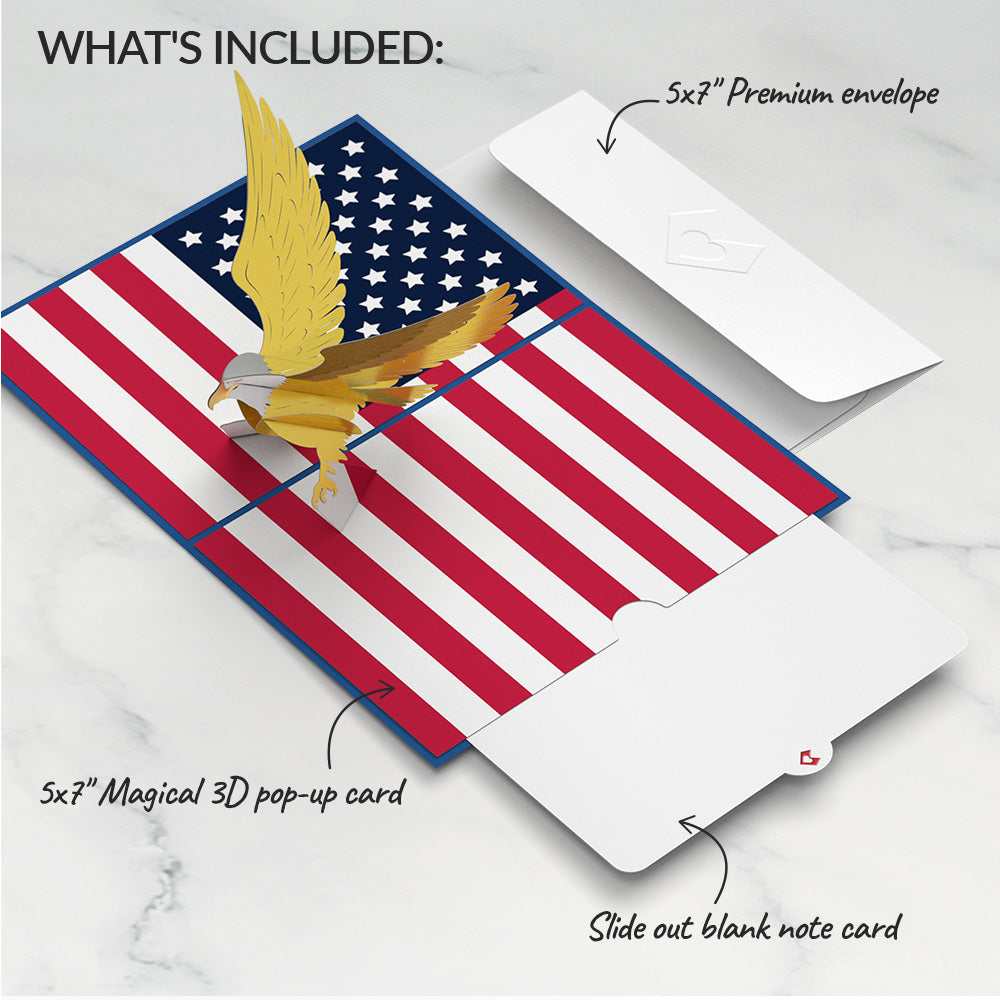 Golden Patriotic Eagle Pop-Up Card