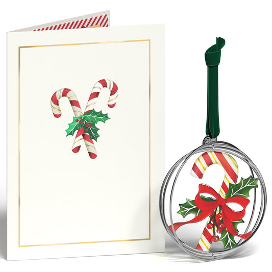 Charming Candy Cane Metal Ornament Card