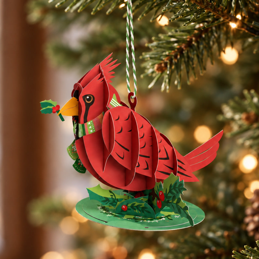 Holiday Cardinal Slicegami Ornament Card™