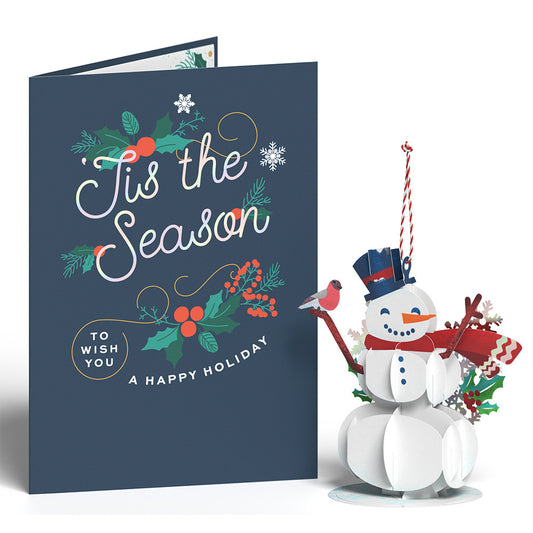 Wish You a Happy Holiday Snowman Slicegami Ornament Card™