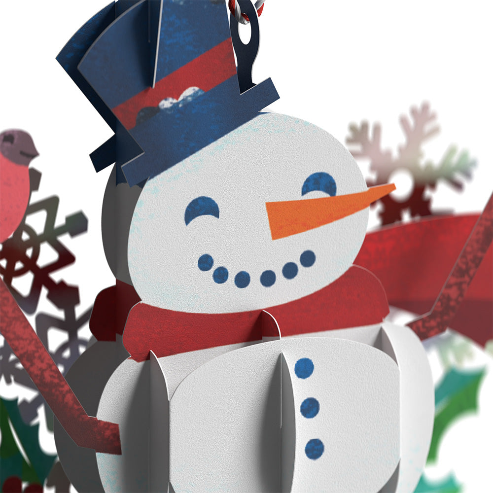 Wish You a Happy Holiday Snowman Slicegami Ornament Card™