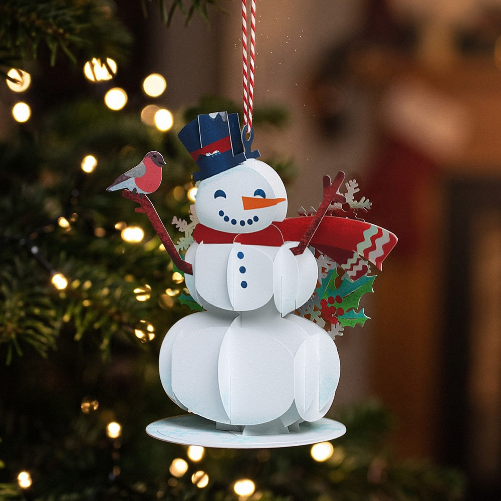 Wish You a Happy Holiday Snowman Slicegami Ornament Card™